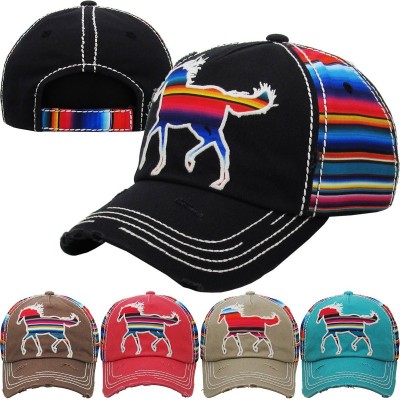ADJUSTABLE AZTEC WESTERN HORSE COWGIRL CAP HAT BLACK BROWN OR TURQUOISE BLUE  eb-77321925